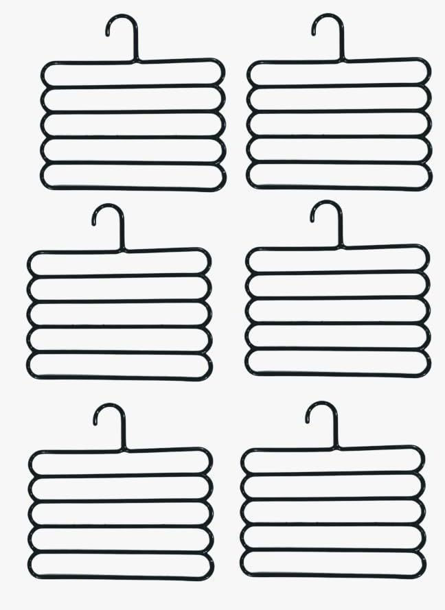 Homzo 5 Layer Space Saving Hanger | Multi Layer Clothes Organizer Hanger For Pants, Jeans, Scarves & Ties Set Of 6