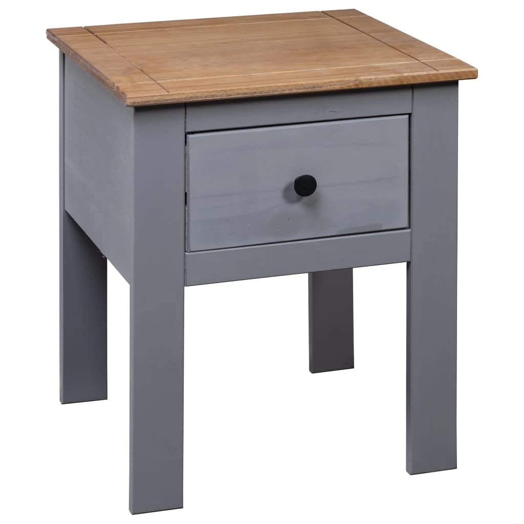 vidaXL Modern Farmhouse Bedside Cabinet in Gray - Solid Pinewood Nightstand with Drawer - Enhance Bedroom and Living Room Decor