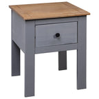 vidaXL Modern Farmhouse Bedside Cabinet in Gray - Solid Pinewood Nightstand with Drawer - Enhance Bedroom and Living Room Decor