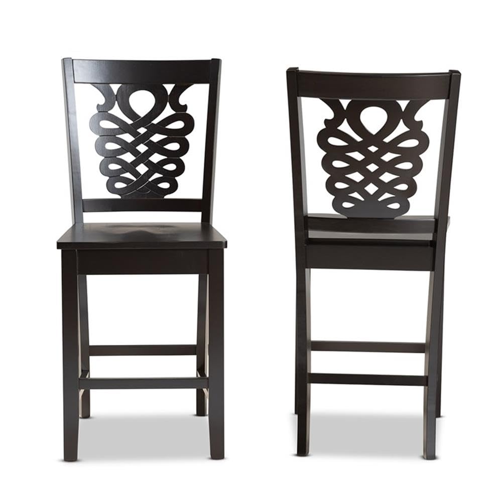 Baxton Studio Gervais Modern and Contemporary Transitional Dark Brown Finished Wood 2-Piece Counter Stool Set