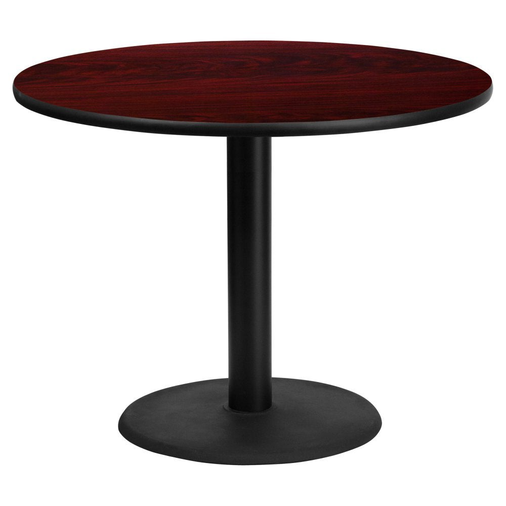 Flash Furniture Graniss 42'' Round Mahogany Laminate Table Top With 24'' Round Table Height Base