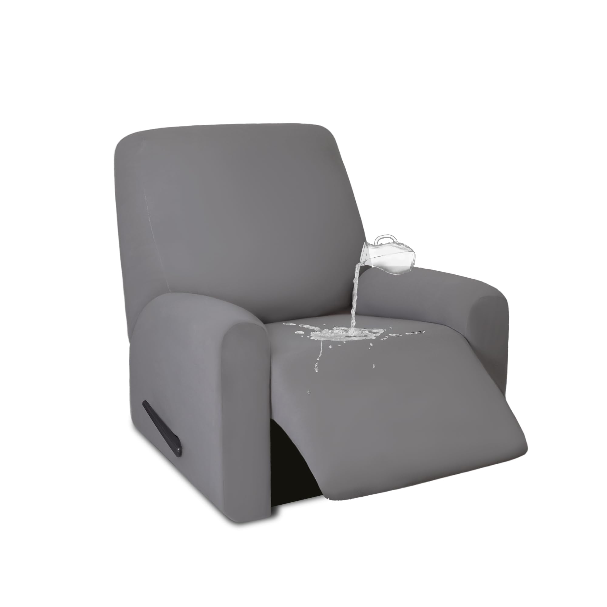 Purefit 100% Dual Waterproof Recliner Cover, Waterproof Couch Cover For Recliner - Stretch Non Slip Fleece Sofa Covers Washable, Leakproof Furniture Protector For Kids, Pets (Recliner, Light Gray)