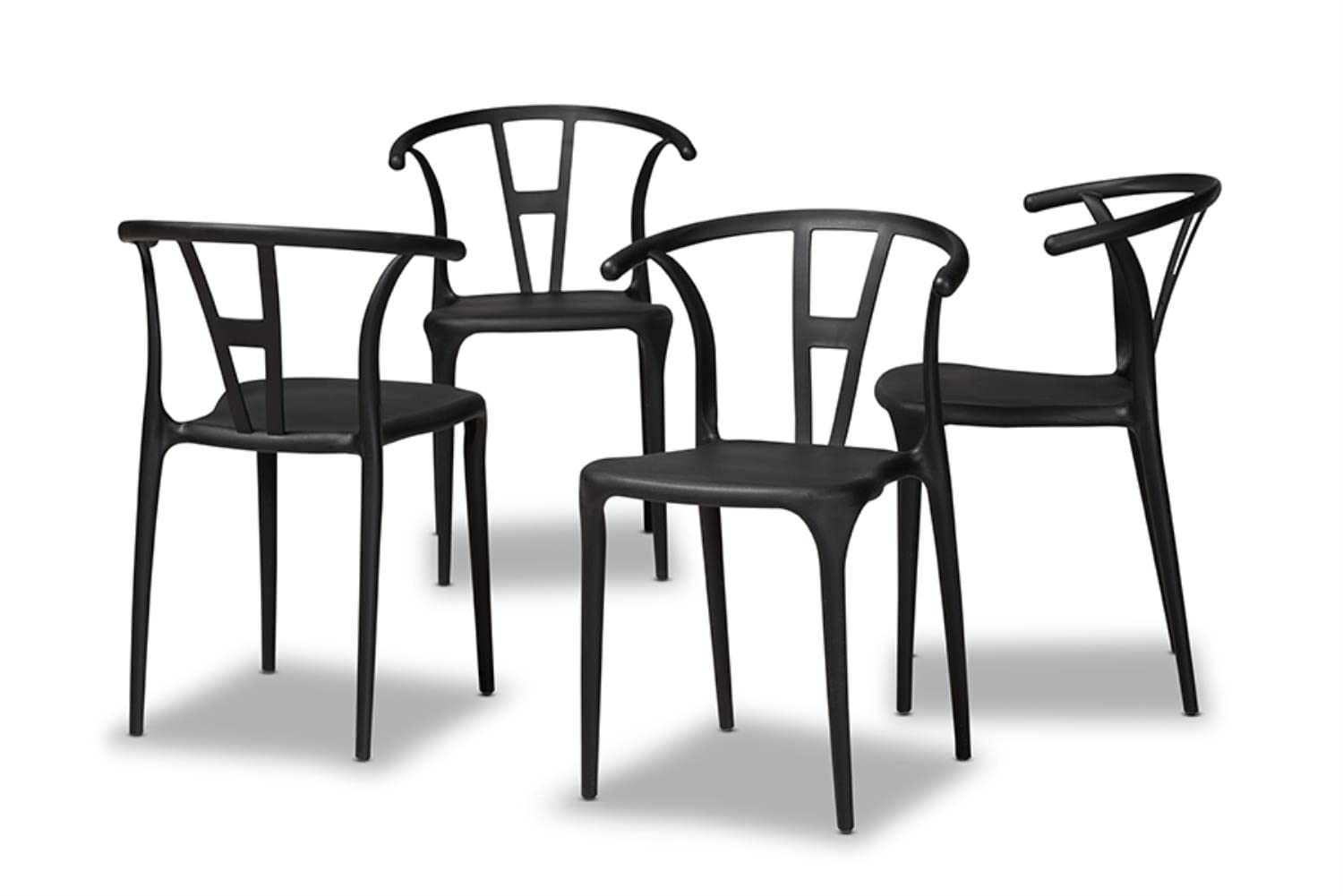 Baxton Studio Warner Black Plastic Dining Chair (Set of 4)