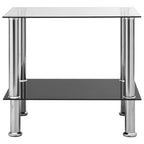 vidaXL Transparent Tempered Glass Side Table - 2-Tier End Console Table - Stainless Steel Legs Support - Modern Style Furniture