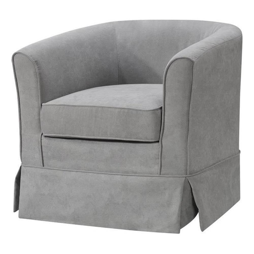 Lilola Home Tucker Steel Gray Woven Fabric Swivel Barrel Chair