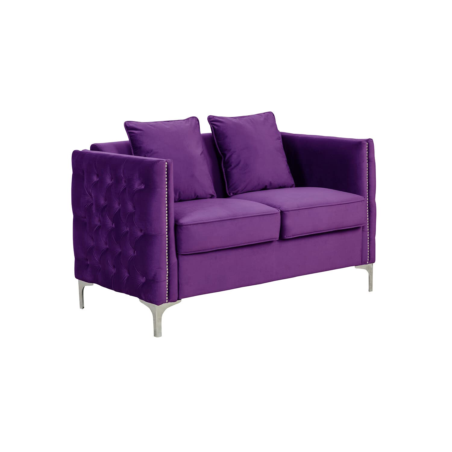 Lilola Home Bayberry Purple Velvet Sofa Loveseat Living Room Set - Thumbnail 2