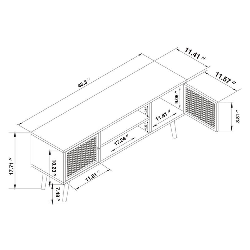 Baxton Studio Yuna Mid-Century Modern Transitional Natural Brown Finished Wood and Black Metal 2-Door TV Stand