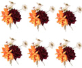 Ansofi Burgundy Boutonniere for Men Wedding with Pins Set of 6 Groom and Best Man Burnt Orange Boutonniere for Wedding Ceremony 