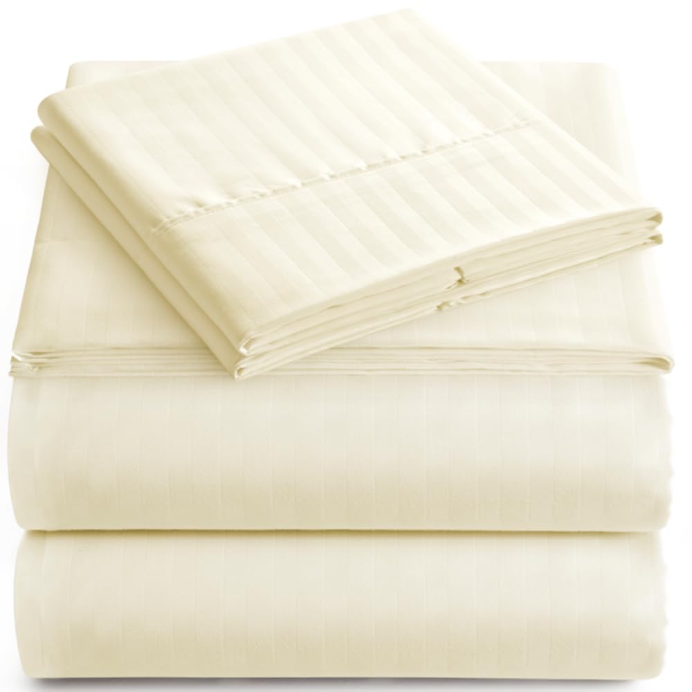 Elaine Karen Twin Italian Prestige Collection Striped Bed Sheet Set - 1800 Luxury Soft Microfiber Deep Pocket 4-Piece Bedding Se