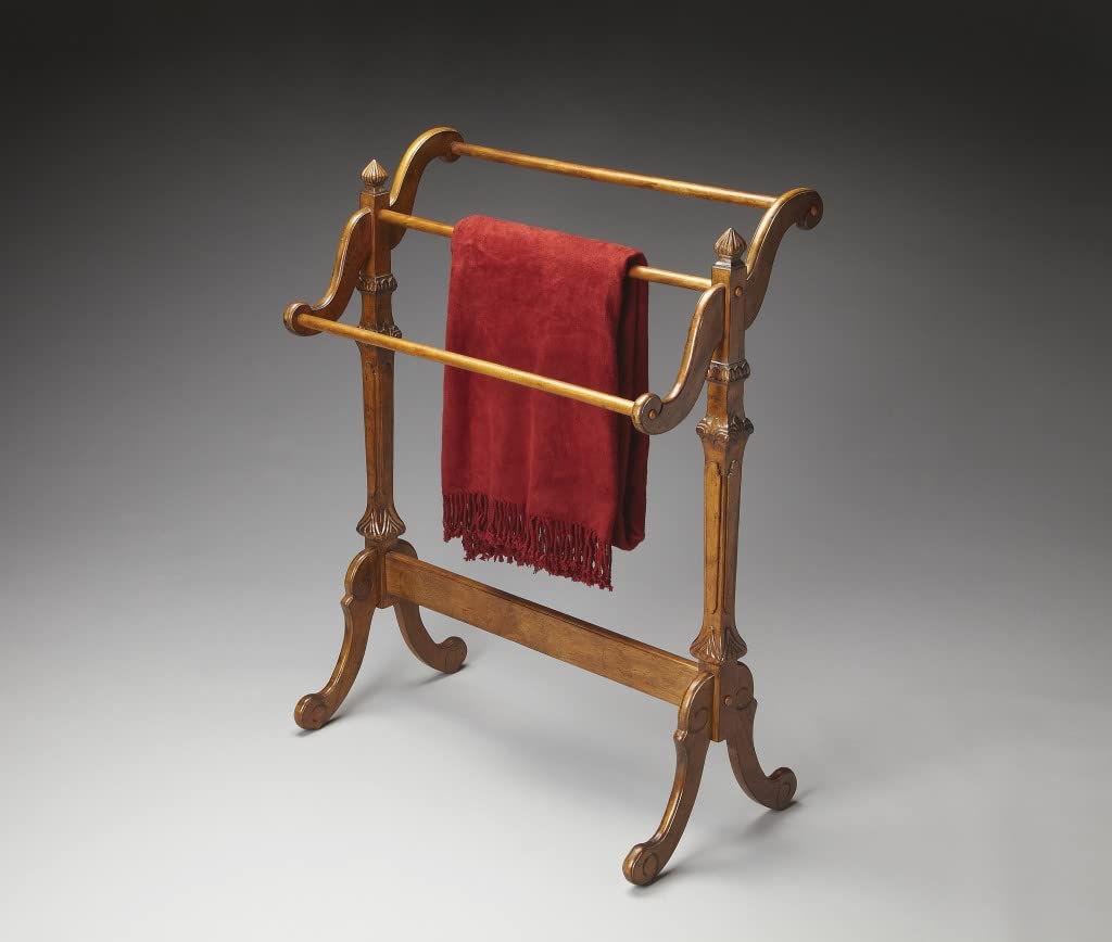 HomeRoots Brown Wood Vintage Oak Blanket Stand