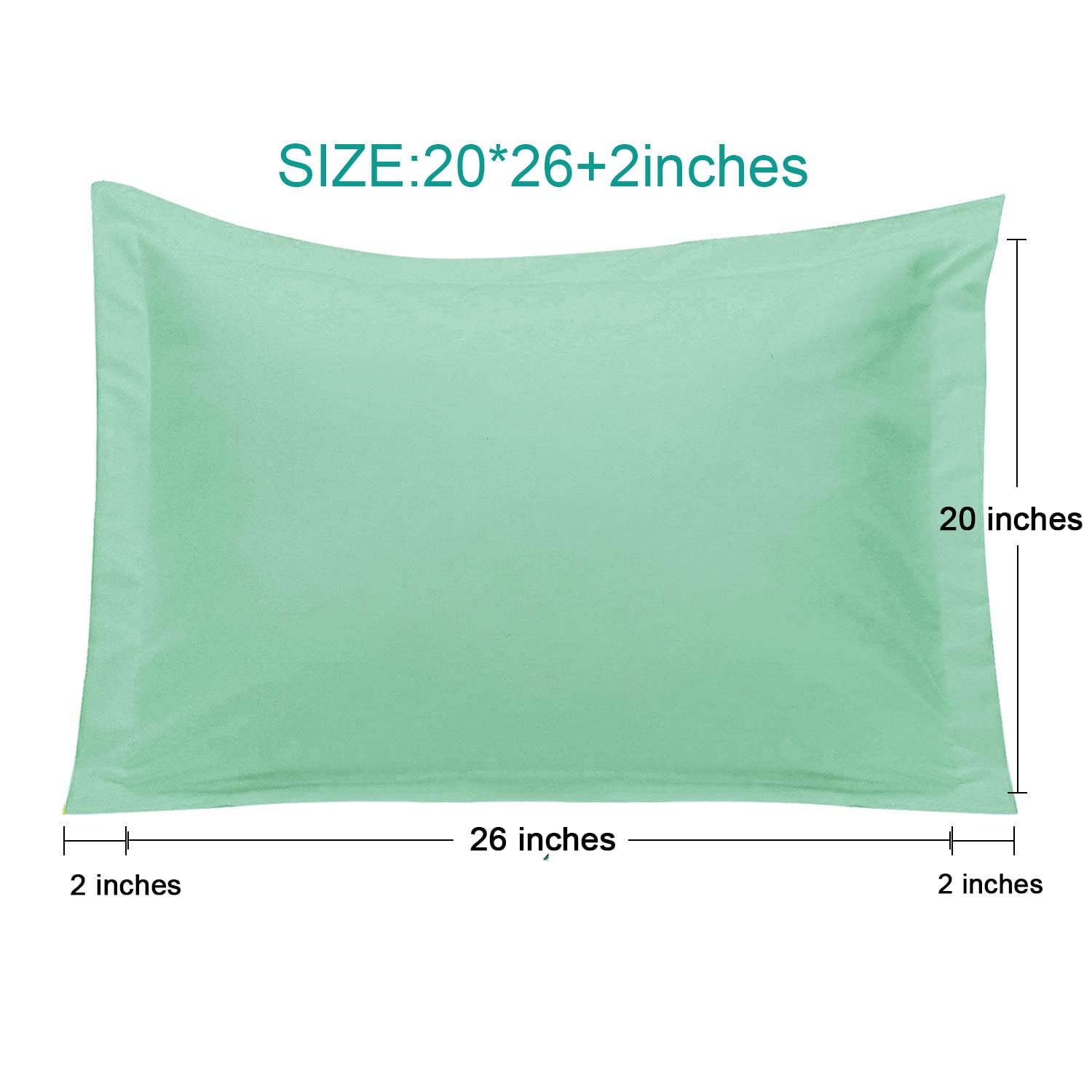 Ntbay 100% Brushed Microfiber Standard Pillow Shams Set Of 2, Super Soft And Cozy, Wrinkle, Fade, Stain Resistant 20X26 Inches Oxford Pillowcases, Sea Green