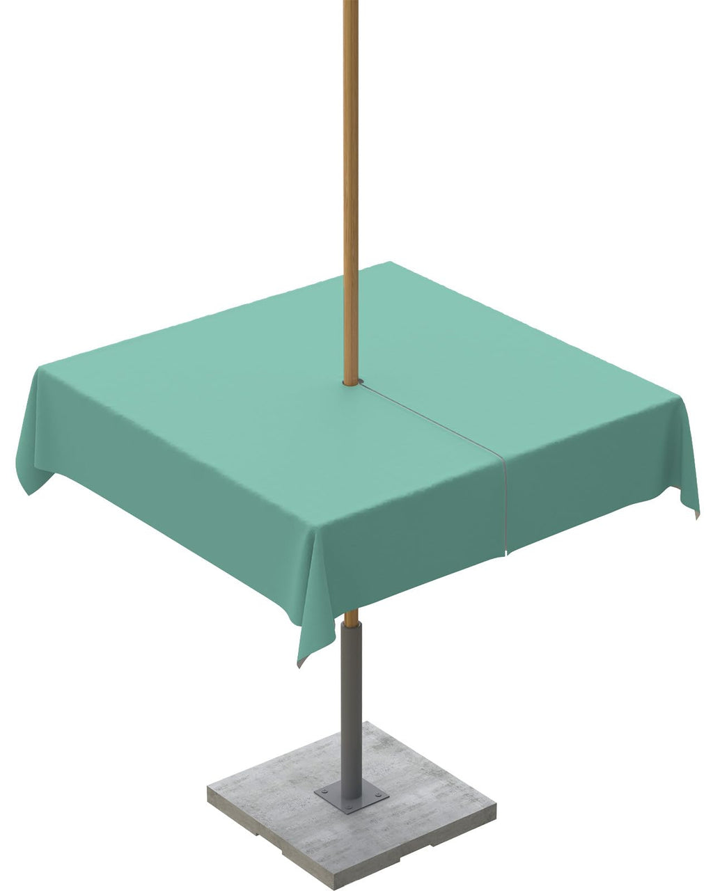 Queenker Medium Aqua Outdoor Tablecloth With Umbrella Hole And Zipper, Solid Color Table Cover For Marine Square Tables Waterpro
