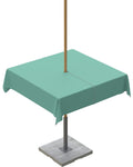 Queenker Medium Aqua Outdoor Tablecloth With Umbrella Hole And Zipper, Solid Color Table Cover For Marine Square Tables Waterpro
