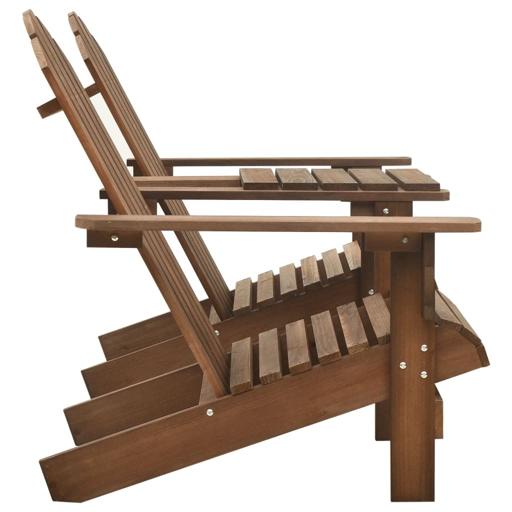 vidaXL Adirondack Outdoor Garden Chair with Tea Table- All-Weather-Resistant Patio Furniture- Solid Fir Wood- Brown