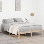 vidaXL King Bed Frame | Sturdy Solid Pinewood | Rustic Aesthetic | Practical Slats for Optimal Support | Easy Assembly | Brown | Dimensions - 76"x79.9"