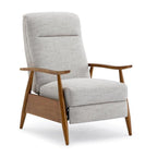 Comfort Pointe Terni Wood Arm Push Back Recliner in Sea Oat Beige Performance Fabric