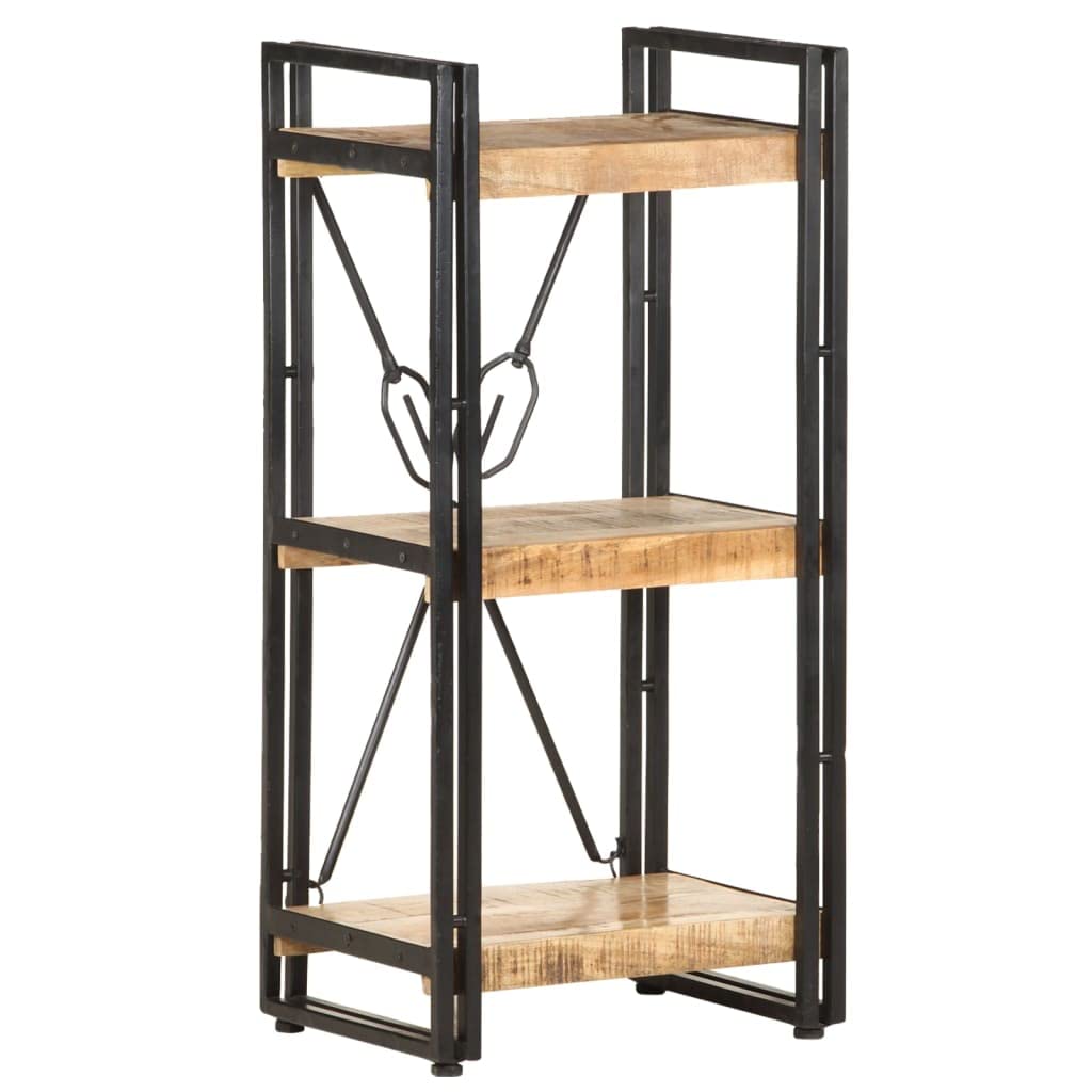 vidaXL - Solid Mango Wood 3-Tier Bookcase with Industrial Steel Frame, 15.7&quot;x11.8&quot;x31.5&quot;, Easy to Assemble, Unique Variations in Color and Design