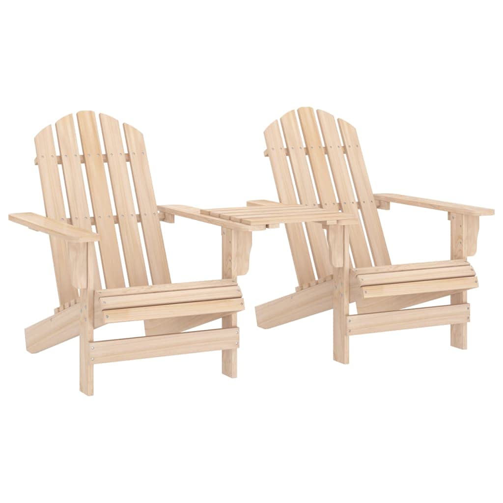 vidaXL Patio Adirondack Chair with Tea Table – Comfortable Outdoor Seating, Solid Fir Wood, Easy Assembly, Weather-Resistant, Ergonomically Design