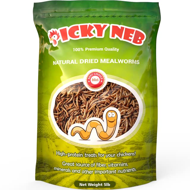 Picky Neb 100% Non-Gmo Dried Mealworms 5 Lb - Whole Large Meal Worms Bulk - High-Protein Treats Perfect For Your Chickens, Ducks