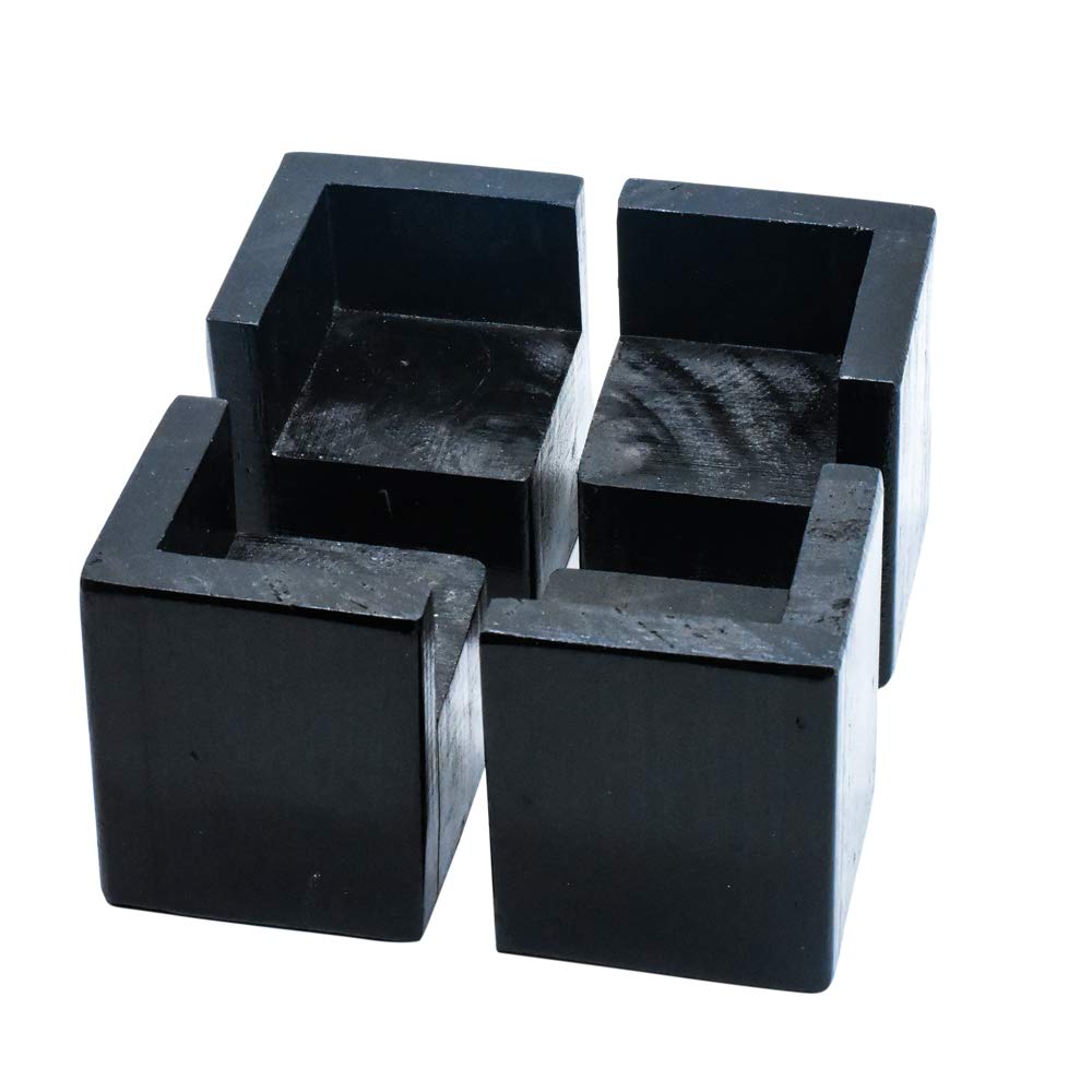 Set Of 4 Bed Risers Furniture Square Risers 2 Inches Wooden Heavy Duty Black Bed Lifts For Sofa Couch Chair Table Legs,Helps You