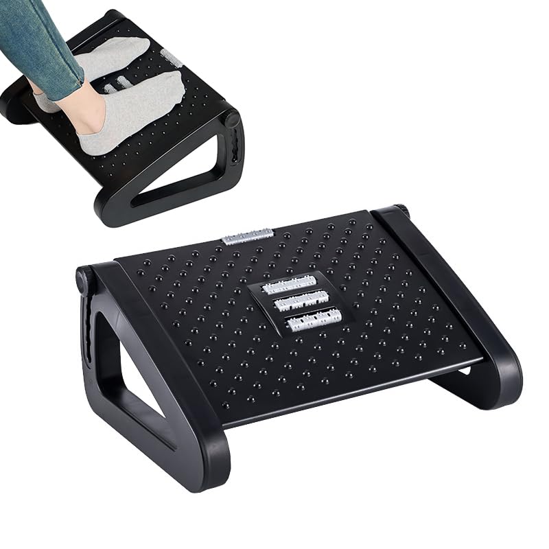 Zibuyu Foot Rest Under Table For Office Chair With Acupressure Points And Roller, Adjustable Ergonomic Footrest With 6 Modes, An