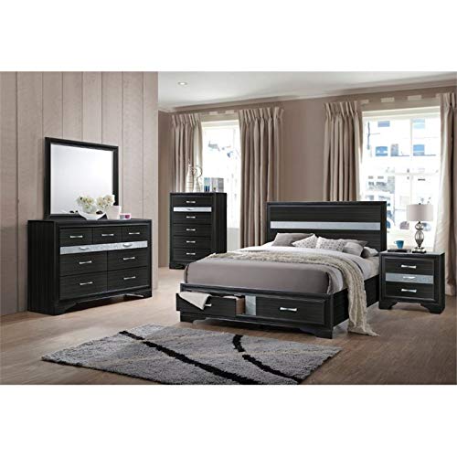 Acme Naima Eastern King Bed with Storage in Black