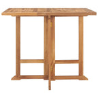 vidaXL Solid Teak Wood Folding Patio Dining Table - Weather Resistant Outdoor Furniture with Space-Saving Design and Fine Sanded Finish