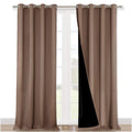 Nicetown 100% Blackout Curtains Thermal, Noise Reduction And Privacy Curtains For Patio Door, Black Lined Blackout Drapes With G