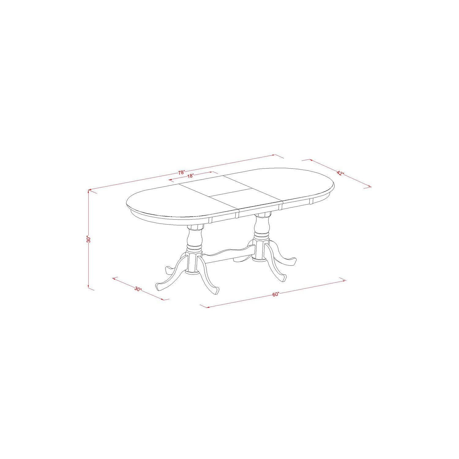 East West Furniture PLAI7-SBR-W 7 Piece Room Furniture Set Consist of an Oval Kitchen Table with Butterfly Leaf and 6 Dining Chairs, 42x78 Inch