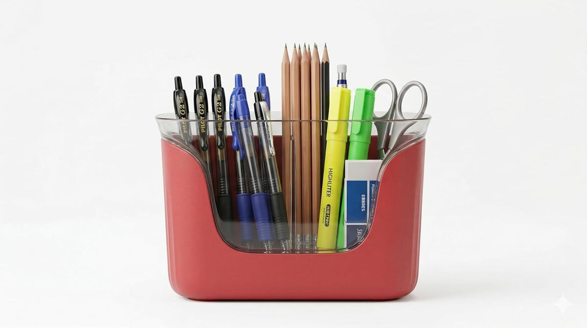 DAKSHAM Wall Mounted Storage Organizer for Bathroom & Office Desk | Multipurpose Plastic Toothbrush & Cosmetics Holder | Space S