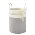 60L Woven Laundry Basket with Handles, Large Woven Basket, White And Gray