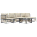 vidaXL 6 Piece Patio Lounge Set - Weather-Resistant Poly Rattan Garden Furniture with Cozy Cushions and Sturdy Tabletop in Anthr