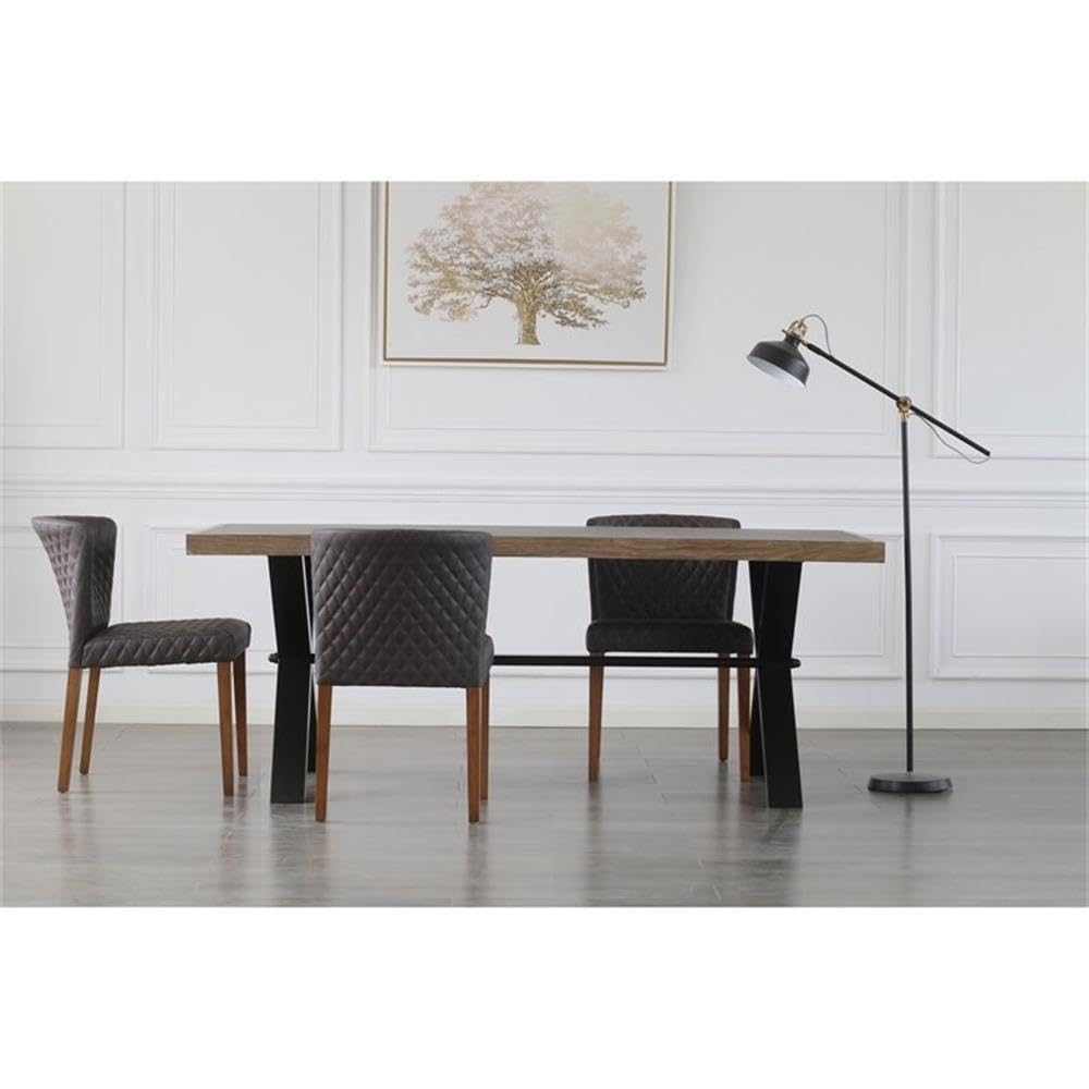 Npd Furniture And More Albie Diamond Stitching Pu Leather, (Set Of 2) Dining Chair, Cocoa Gray