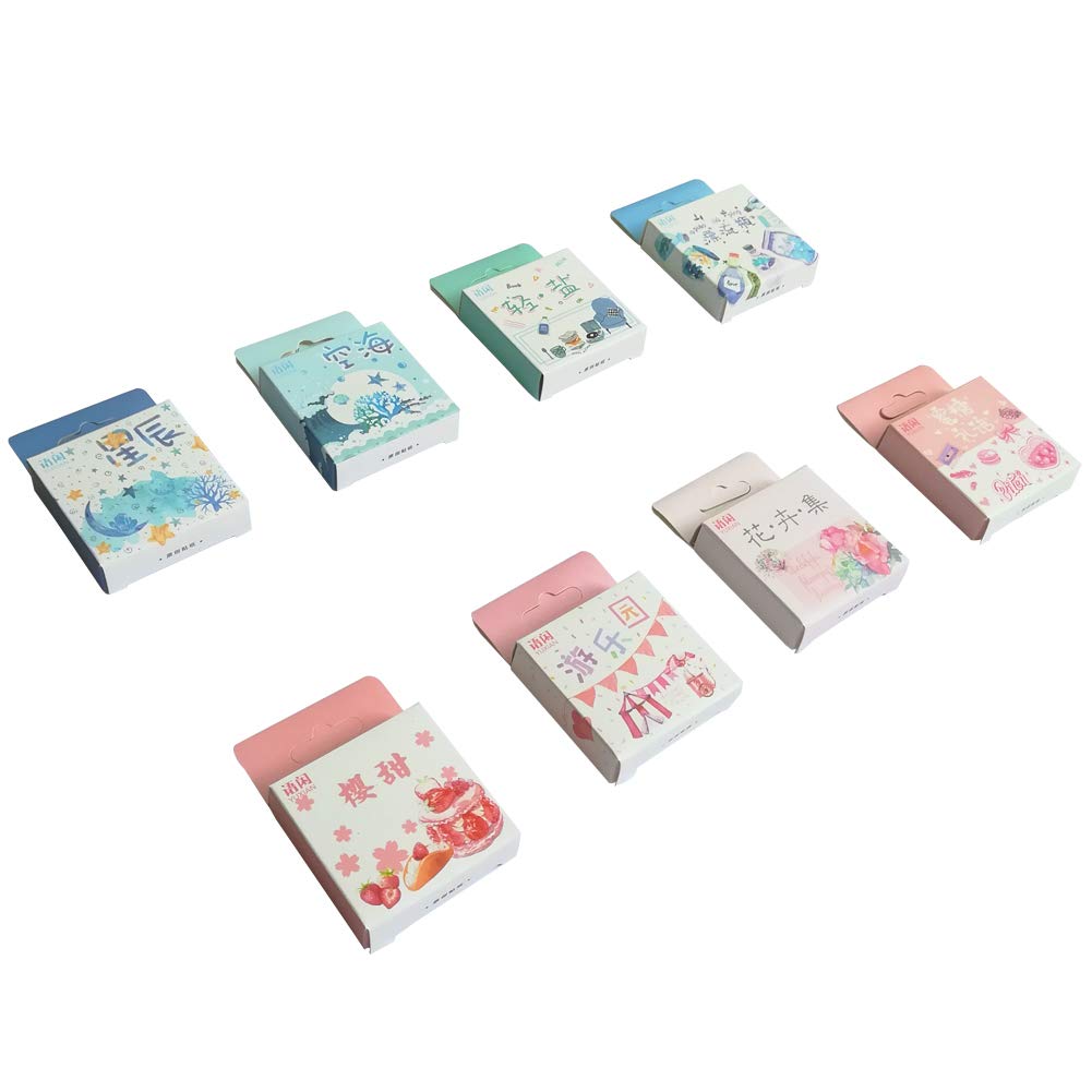 400Pcs Kawaii Scrapbook Sticker Set Fresh Drift Bottle Universe Planet Constellation Marine Life Food Drink Fruit Amusement Park