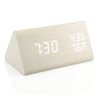 OCT17 Wooden Alarm Clock, Wood Alarm Clock Smart LED Digital Clock for Bedroom/desks, Upgraded with Time Temperature, Adjustable