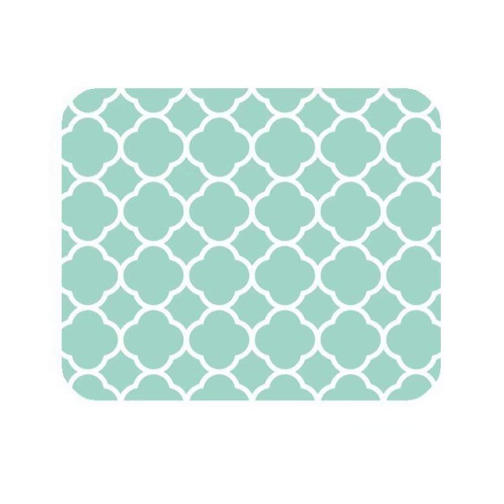 Non-Skid Natural Rubber Back Mint Quatrefoil Pattern Teal Turquoise Design Soft Mouse Pad Gaming Mousepad