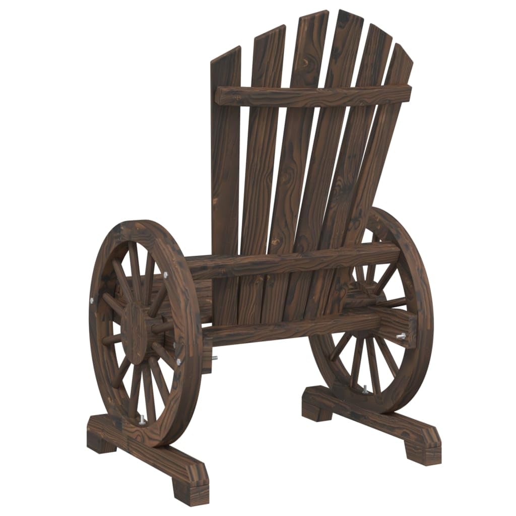 vidaXL-Patio Adirondack Chair-Burnt Fir Wood-Brown-24.8x24.4x39 Inches-Ergonomic Lounger for Gardens/Decks/Outdoor Spaces