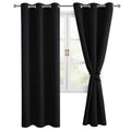 Hiasan Blackout Curtains For Bedroom, 38 X 84 Inches Long - Thermal Insulated & Light Blocking Window Curtains For Living Room, 2 Drape Panels Sewn With Tiebacks, Black