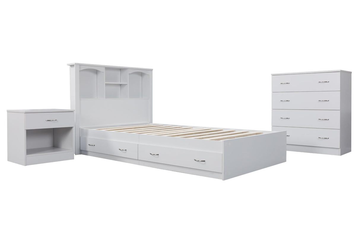 American Furniture Classics 4 Piece Bedroom Set, Casual White Laminate