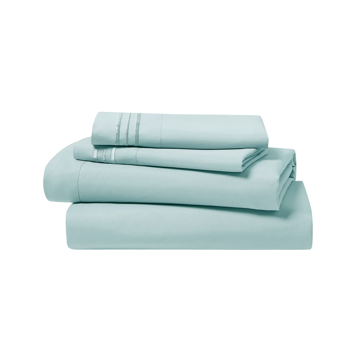 Clara Clark Bed Sheets, Premier 1800 Series 4 Piece Bed Sheet Set, Deep Pocket, Wrinkle, Fade, Stain Resistant, Luxury Soft Bedding Sheets & Pillowcases, Queen, Light Blue Aqua