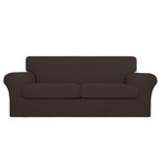 Easy-Going 3 Pieces Stretch Oversized Loveseat Couch Cover For 2 Cushion Couch Sofa Cover For Dogs Washable Sofa Slipcover Elastic Furniture Protector For Pets (Chocolate, Oversized Loveseat)