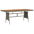 vidaXL Patio Table, Outdoor Dining Table, Solid Acacia Wood Top, Robust Steel Frame, PE Rattan Construction, Weather-Resistant, Gray, Rectangular (63" x 27.6" x 28.3")