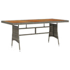 vidaXL Patio Table, Outdoor Dining Table, Solid Acacia Wood Top, Robust Steel Frame, PE Rattan Construction, Weather-Resistant, Gray, Rectangular (63" x 27.6" x 28.3")