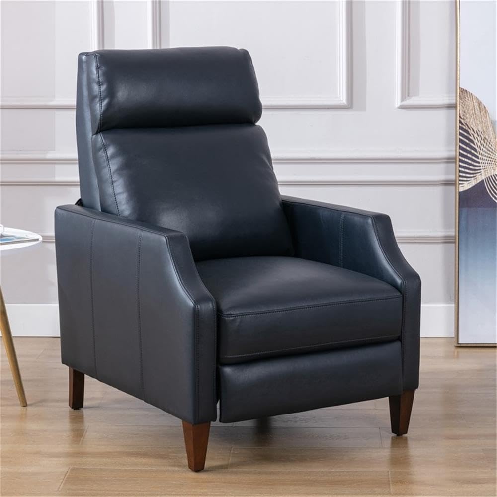 Comfort Pointe Balantyne Midnight Blue Faux Leather Push Back Recliner With Clip Arm