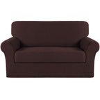 Turquoize Stretch Sofa Slipcover 2 Pieces Sofa Cover Couch Cover For 2 Cushion Couch Washable Furniture Protector Covers With Elastic Bottom Feature Thick Jacquard Fabric (Loveseat, Brown)