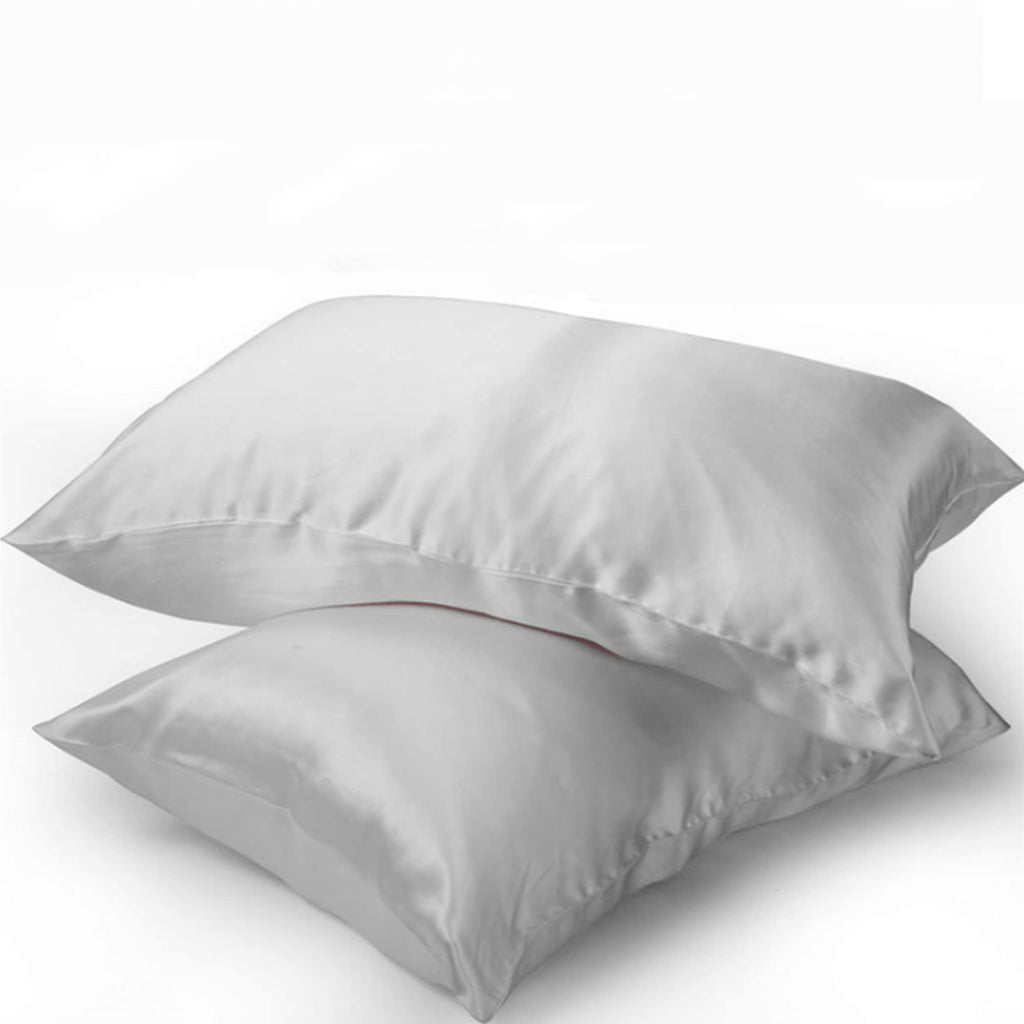 Mulberry Silk Pillowcase For Hair And Skin Made In Usa, 22 Momme Zippered Grey Silk Pillow Cases Standard Size, Highest Grade 10