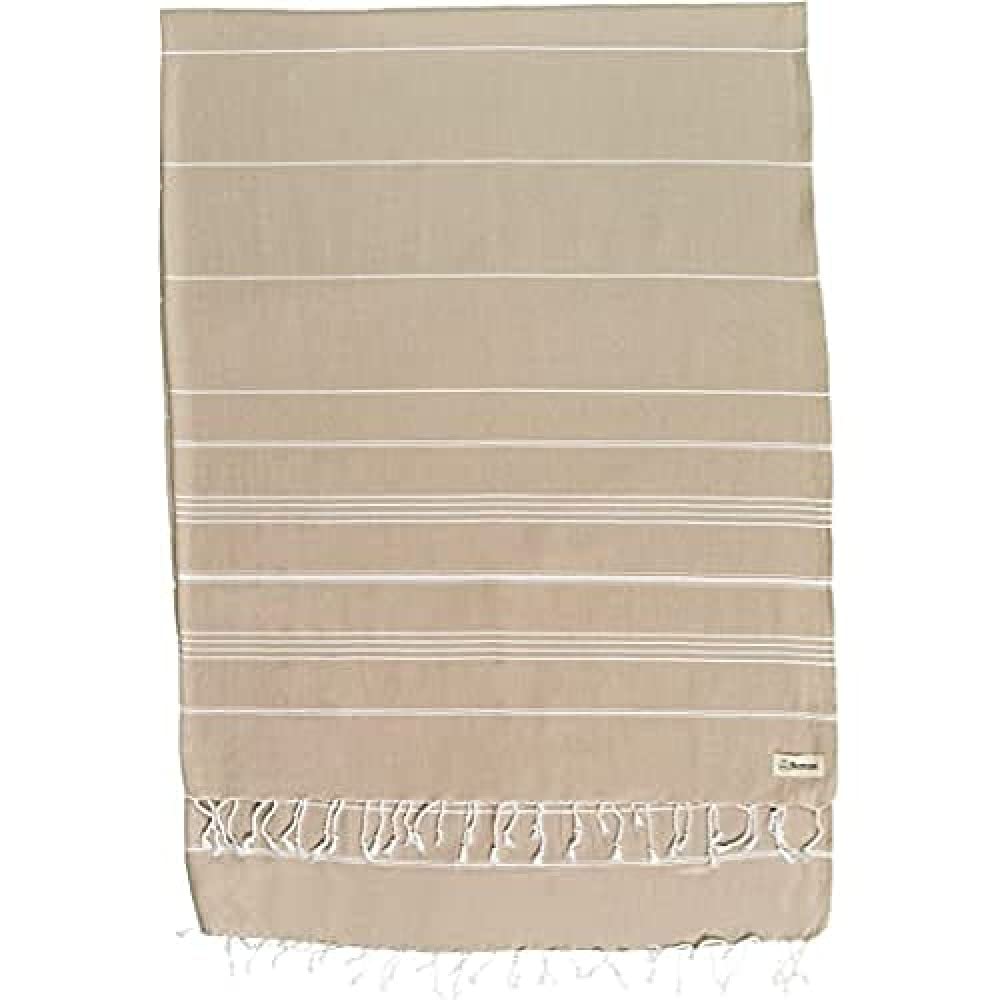 Bersuse 100% Cotton - Anatolia Xl Throw Blanket Turkish Towel - 61 X 82 Inches, Beige