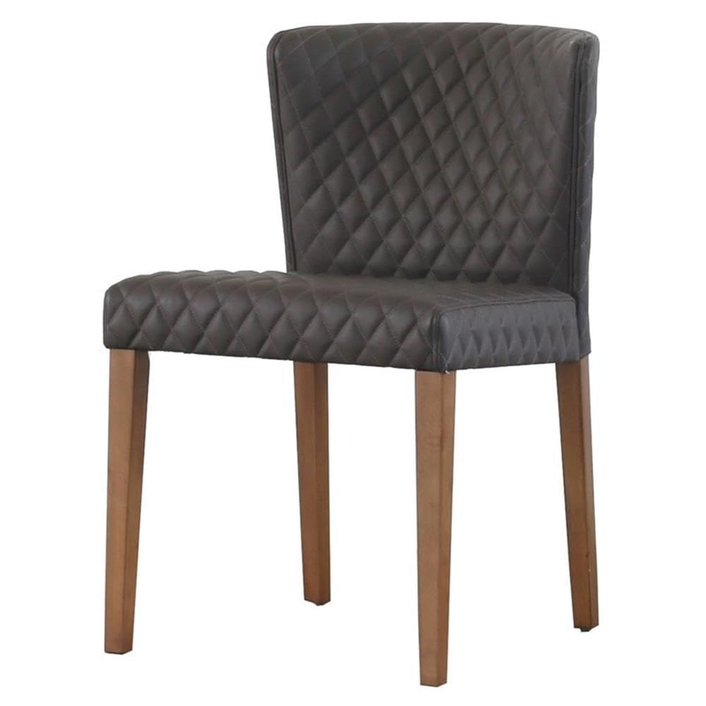 Npd Furniture And More Albie Diamond Stitching Pu Leather, (Set Of 2) Dining Chair, Cocoa Gray