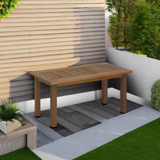 Furinno Fg16504 Tioman Hardwood Patio Furniture Outdoor Coffee Table In Teak Oil, 1-Tier, Brown