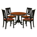 East West Furniture HLPL5-BCH-W 5 Piece Kitchen Table Set for 4 Includes a Round Dining Room Table with Pedestal and 4 Dining Chairs, 42x42 Inch, Black & Cherry